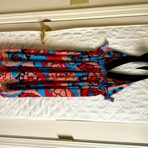 Black Halo small silk  halter dress, never worn with flower print pattern.